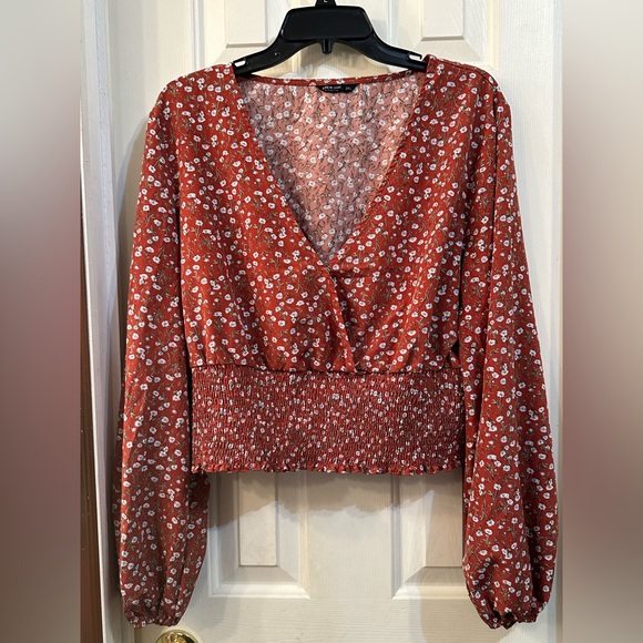 SHEIN Curve Top - 3XL - Burgundy with flower print - Picture 1 of 3